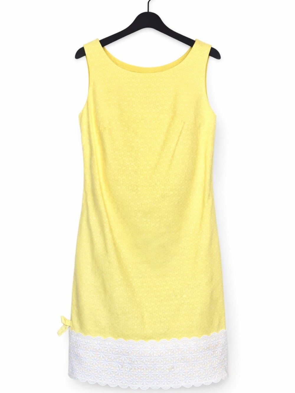 Lilly Pulitzer Yellow Sleeveless Mini Dress with White Lace Hem